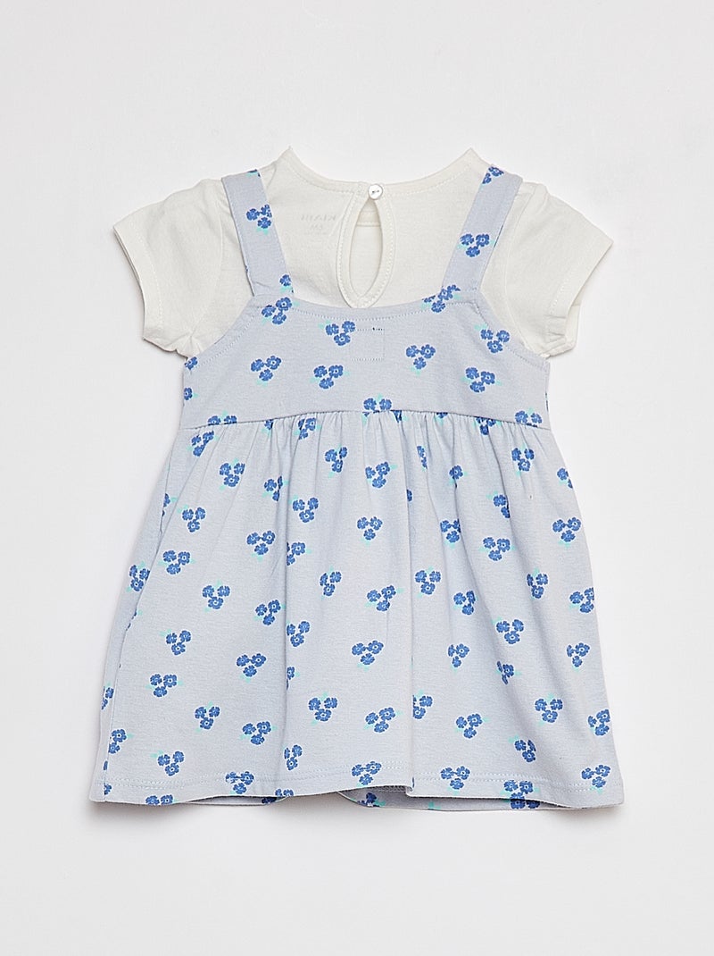 Conjunto t-shirt + vestido + bandolete - 3 peças AZUL - Kiabi