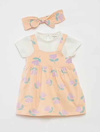 Conjunto t-shirt + vestido + bandolete - 3 peças