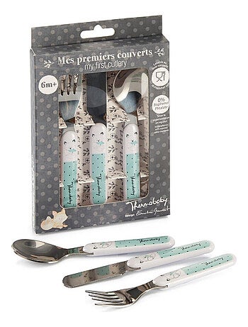 Conjunto talheres inox meus primeiros talheres passeio na floresta