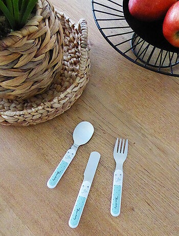 Conjunto talheres inox meus primeiros talheres passeio na floresta