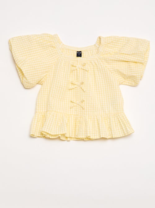 Conjunto top + calças com detalhes em algodão - Kiabi
