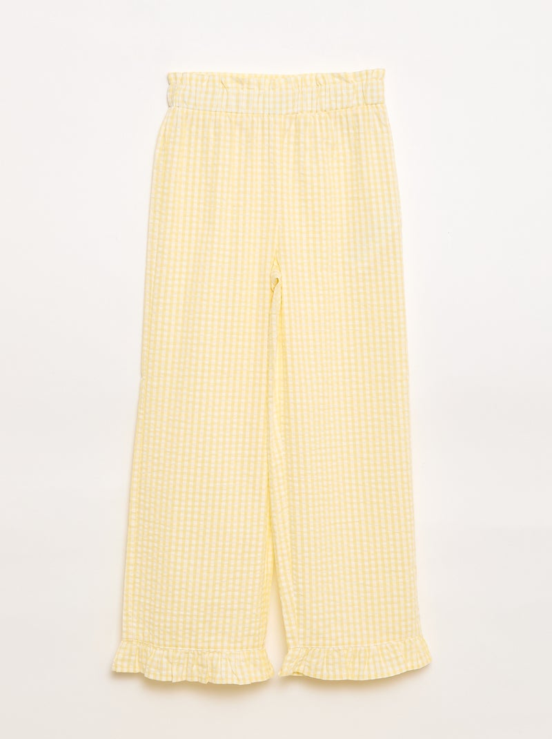 Conjunto top + calças com detalhes em algodão Amarelo - Kiabi