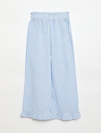 Conjunto top + calças com detalhes em algodão