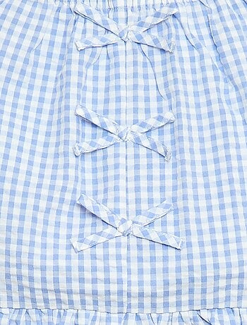 Conjunto top + calças com detalhes em algodão