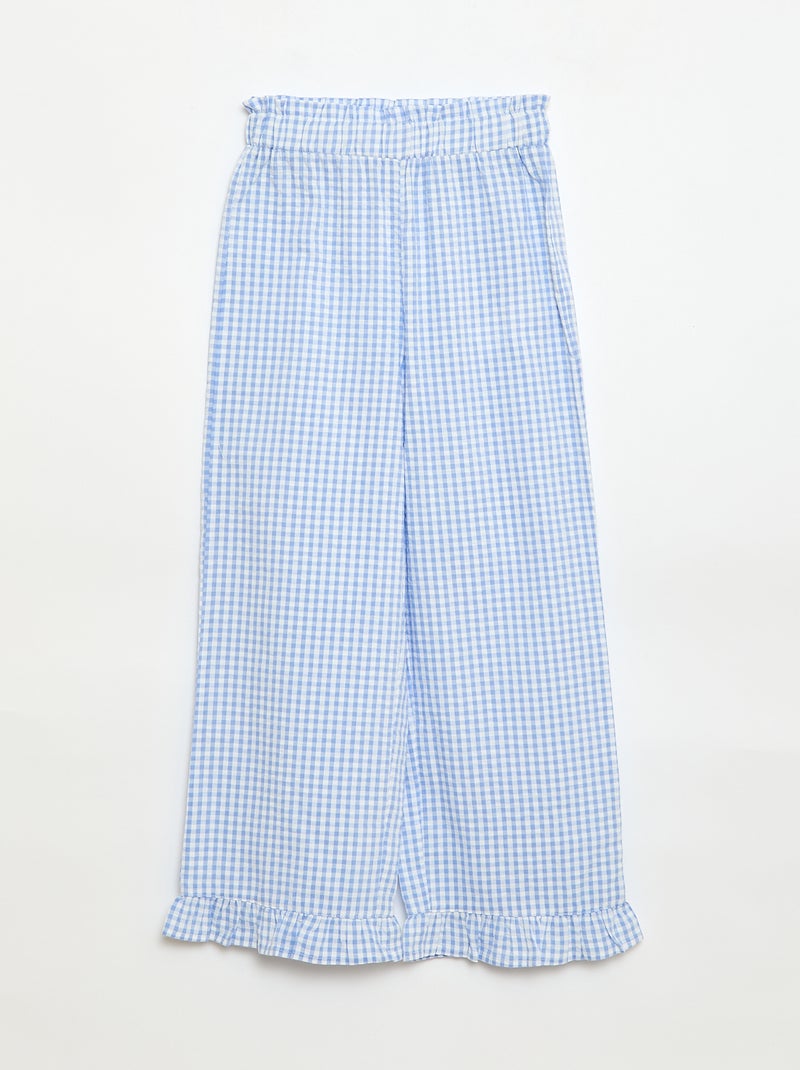 Conjunto top + calças com detalhes em algodão Azul - Kiabi