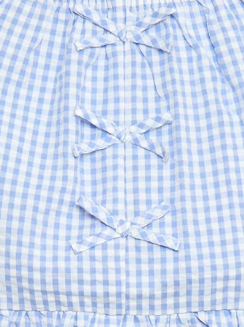 Conjunto top + calças com detalhes em algodão Azul - Kiabi