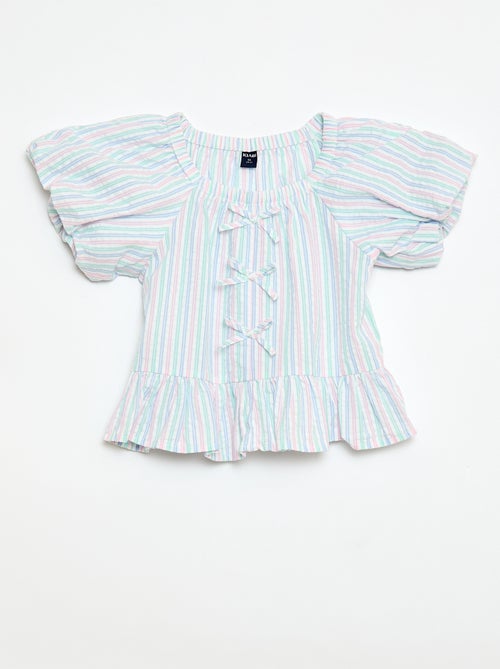Conjunto top + calças com detalhes em algodão - Kiabi