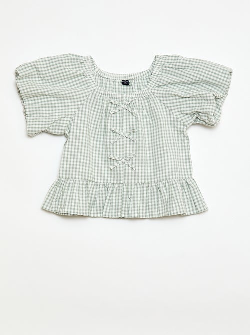 Conjunto top + calças com detalhes em algodão - Kiabi