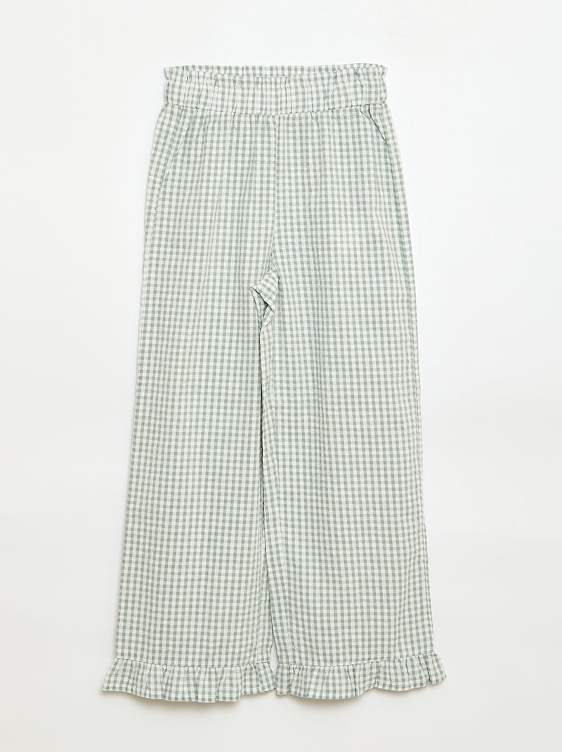 Conjunto top + calças com detalhes em algodão Caqui - Kiabi