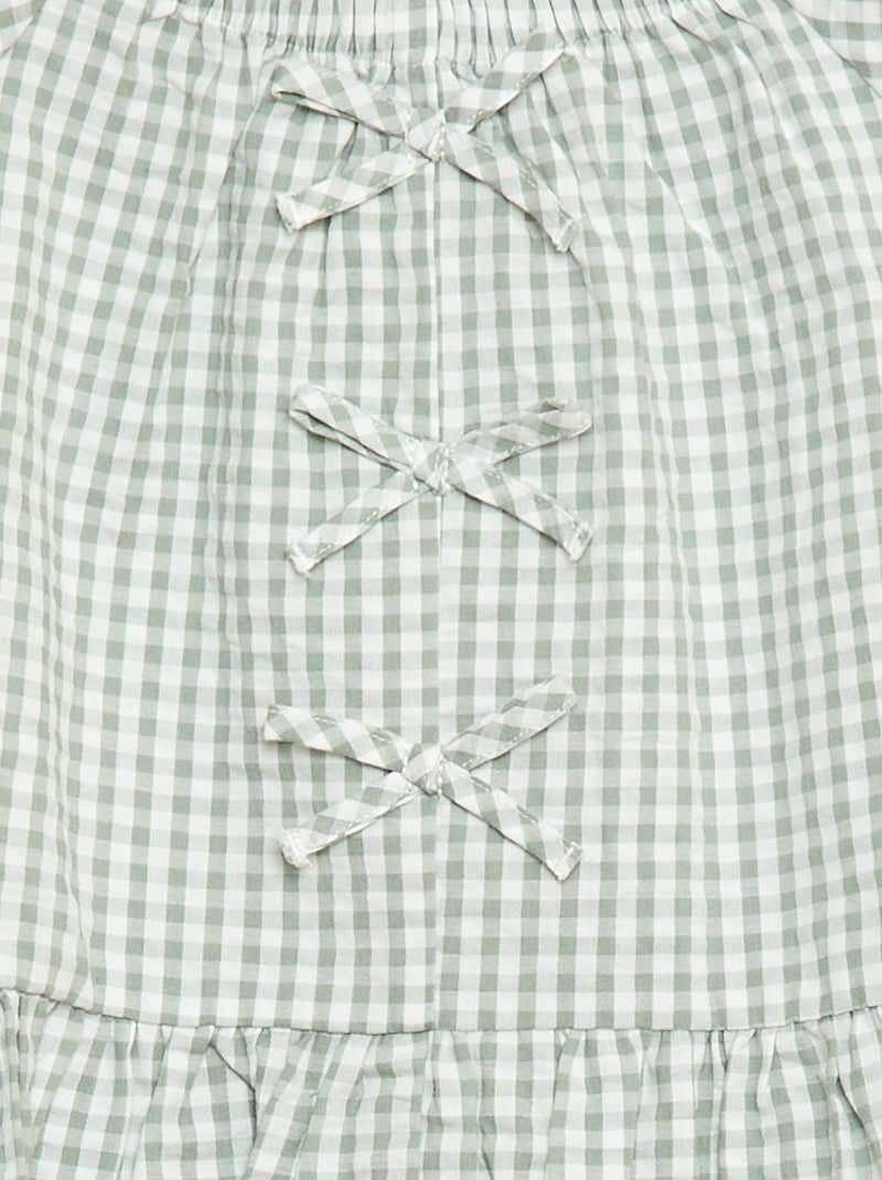 Conjunto top + calças com detalhes em algodão Caqui - Kiabi
