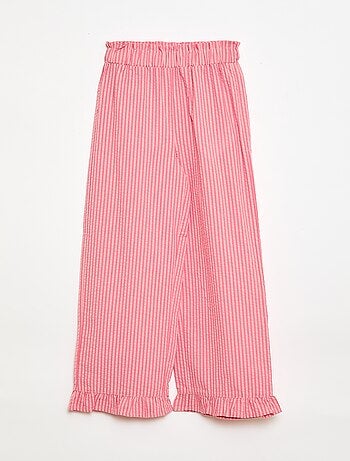 Conjunto top + calças com detalhes em algodão