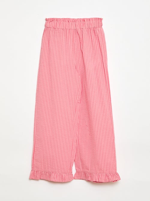 Conjunto top + calças com detalhes em algodão - Kiabi