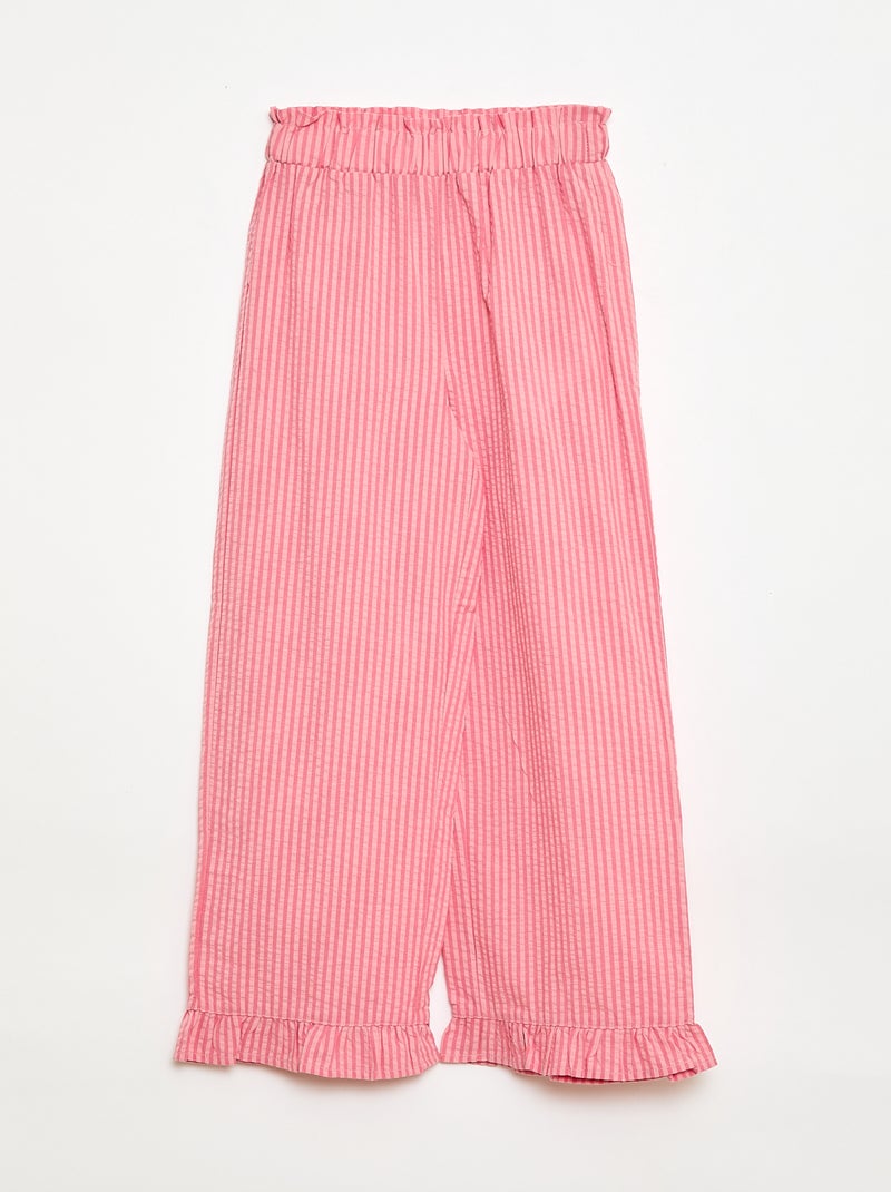 Conjunto top + calças com detalhes em algodão Rosa - Kiabi