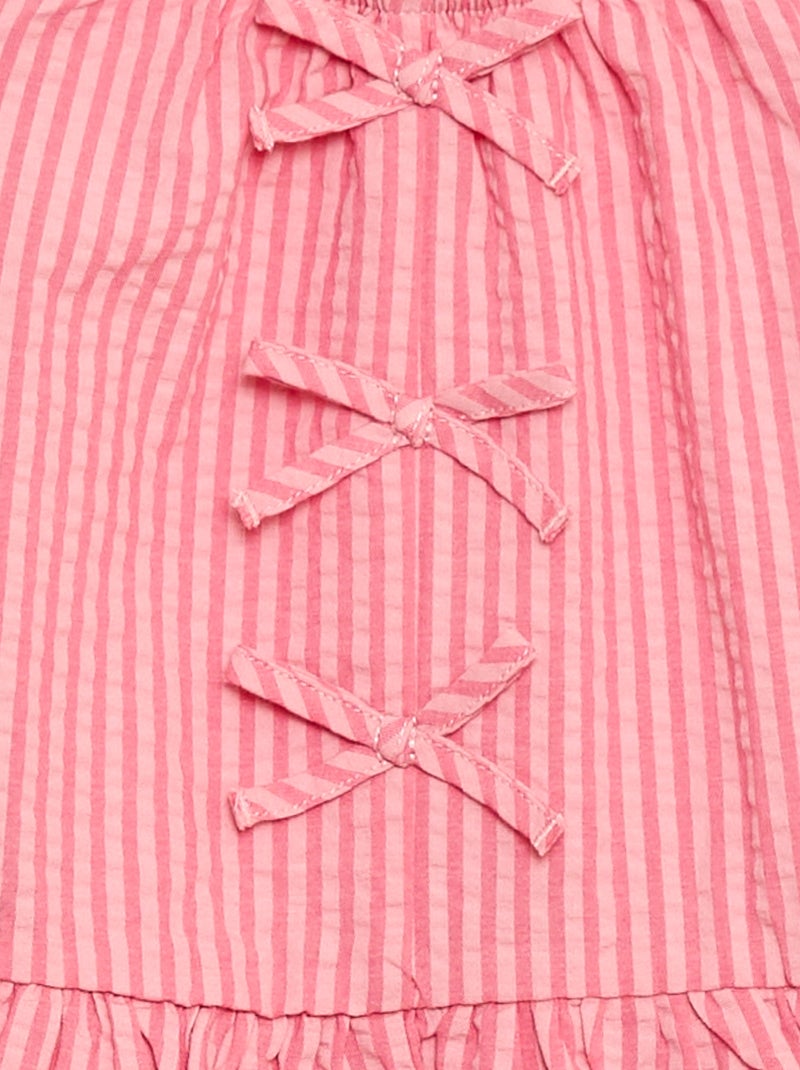 Conjunto top + calças com detalhes em algodão Rosa - Kiabi