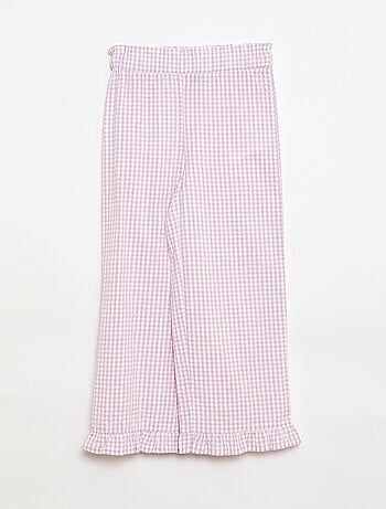 Conjunto top + calças com detalhes em algodão