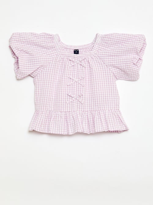 Conjunto top + calças com detalhes em algodão - Kiabi