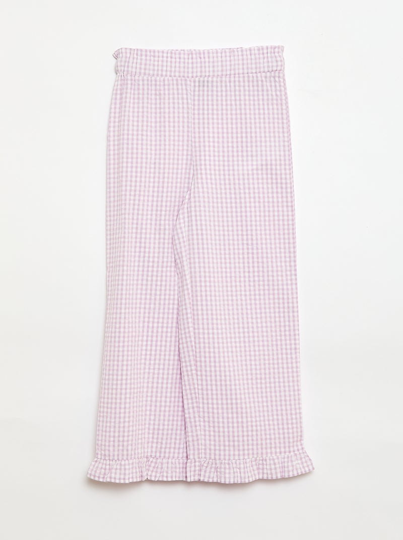 Conjunto top + calças com detalhes em algodão Violeta - Kiabi