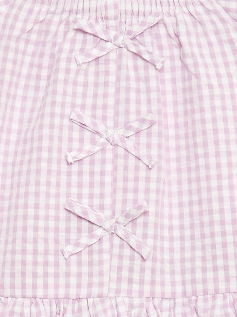 Conjunto top + calças com detalhes em algodão Violeta - Kiabi