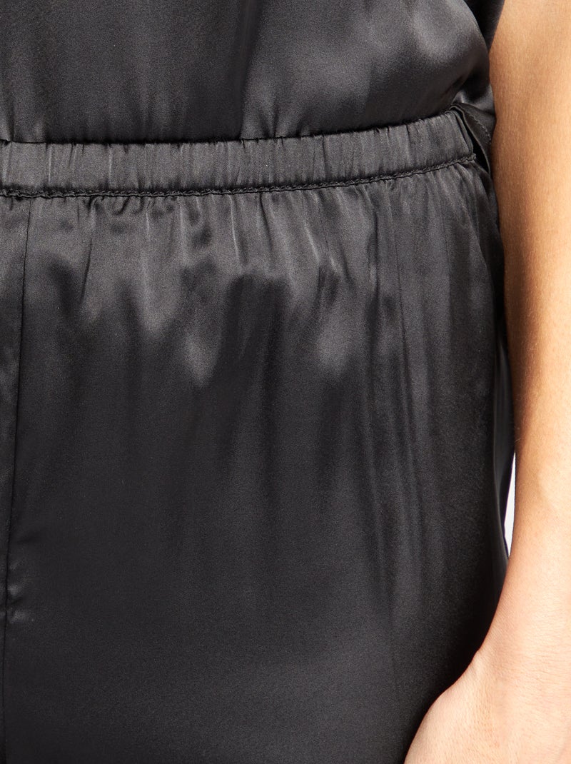 Conjunto top + calções de cetim - 2 peças Preto - Kiabi