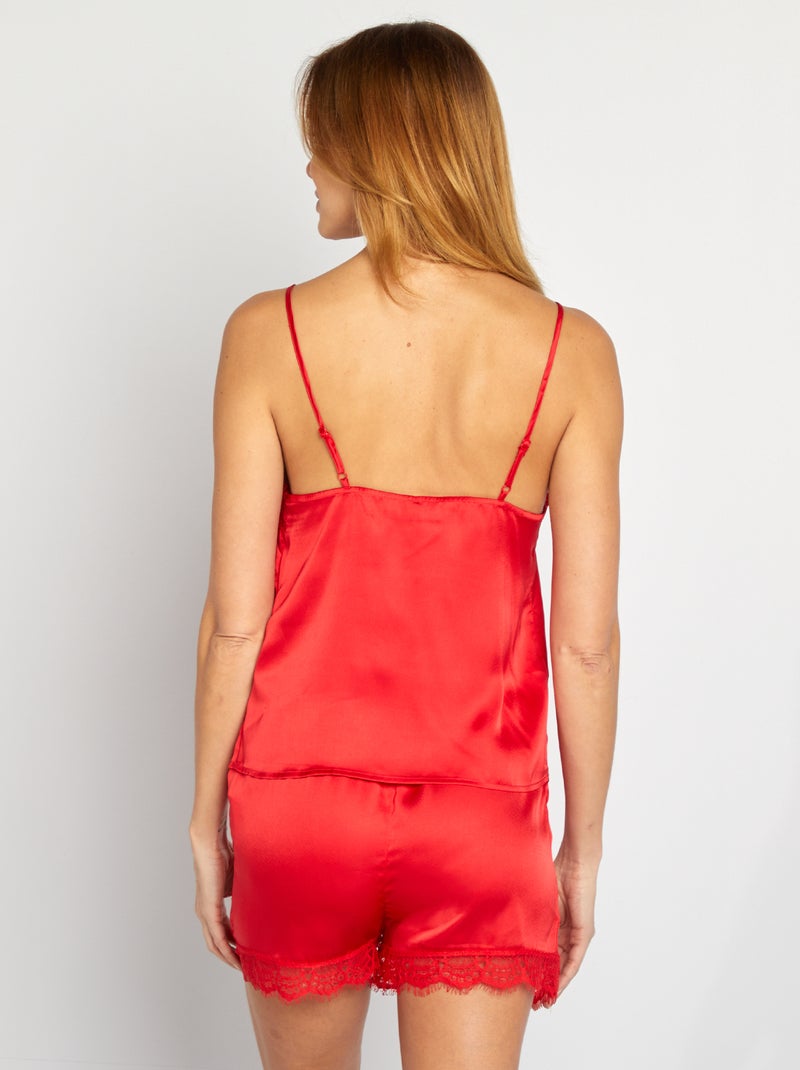 Conjunto top + calções de cetim - 2 peças VERMELHO - Kiabi