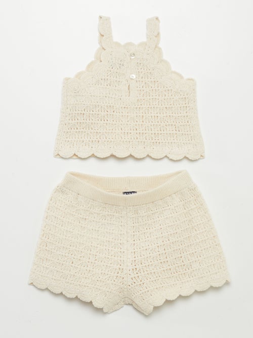 Conjunto top + calções em croché - Kiabi
