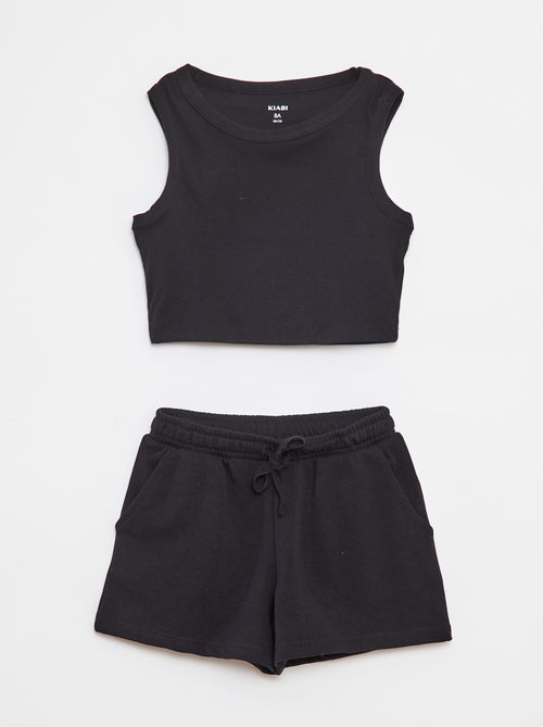 Conjunto top + calções lisos  - 2 peças - Kiabi