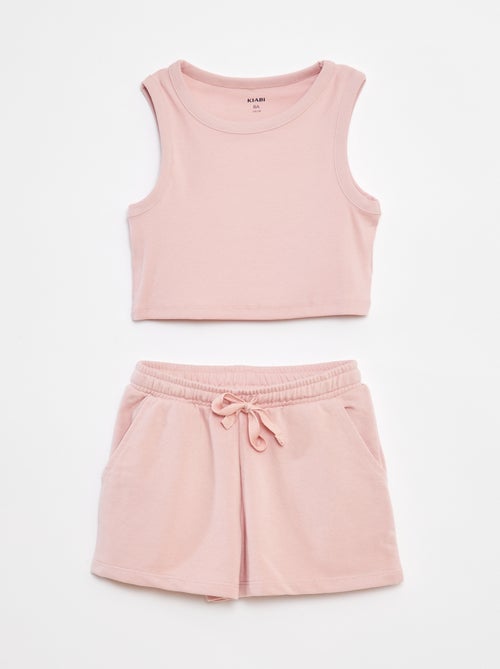 Conjunto top + calções lisos  - 2 peças - Kiabi