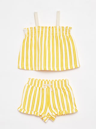 Conjunto top de alças + calções às riscas - 2 peças