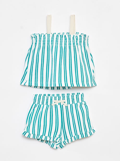 Conjunto top de alças + calções às riscas - 2 peças - Kiabi