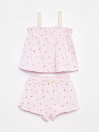 Conjunto top de alças + calções às riscas - 2 peças