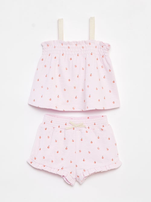 Conjunto top de alças + calções às riscas - 2 peças - Kiabi