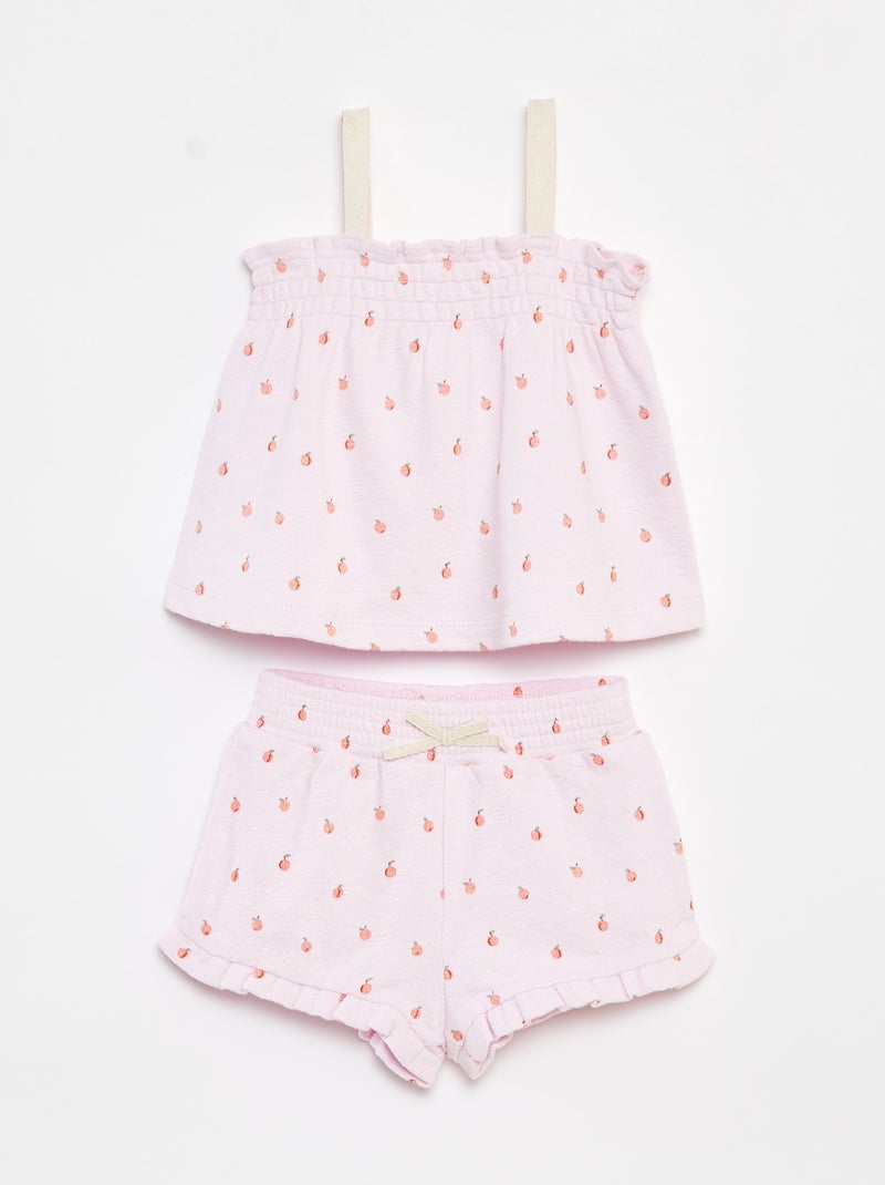 Conjunto top de alças + calções às riscas - 2 peças VIOLETA - Kiabi