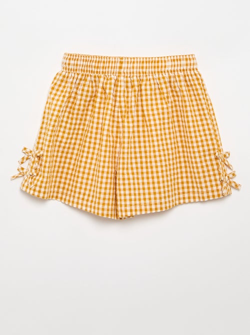 Conjunto top de alças + calções com padrão Vichy - 2 peças - Kiabi