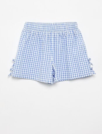 Conjunto top de alças + calções com padrão Vichy - 2 peças