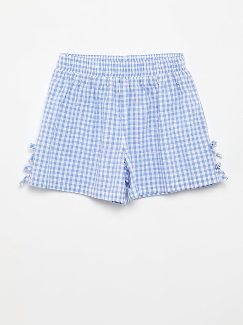 Conjunto top de alças + calções com padrão Vichy - 2 peças - Kiabi