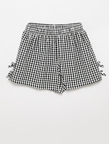 Conjunto top de alças + calções com padrão Vichy - 2 peças