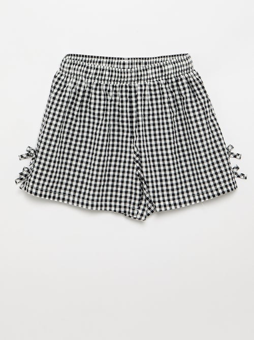 Conjunto top de alças + calções com padrão Vichy - 2 peças - Kiabi
