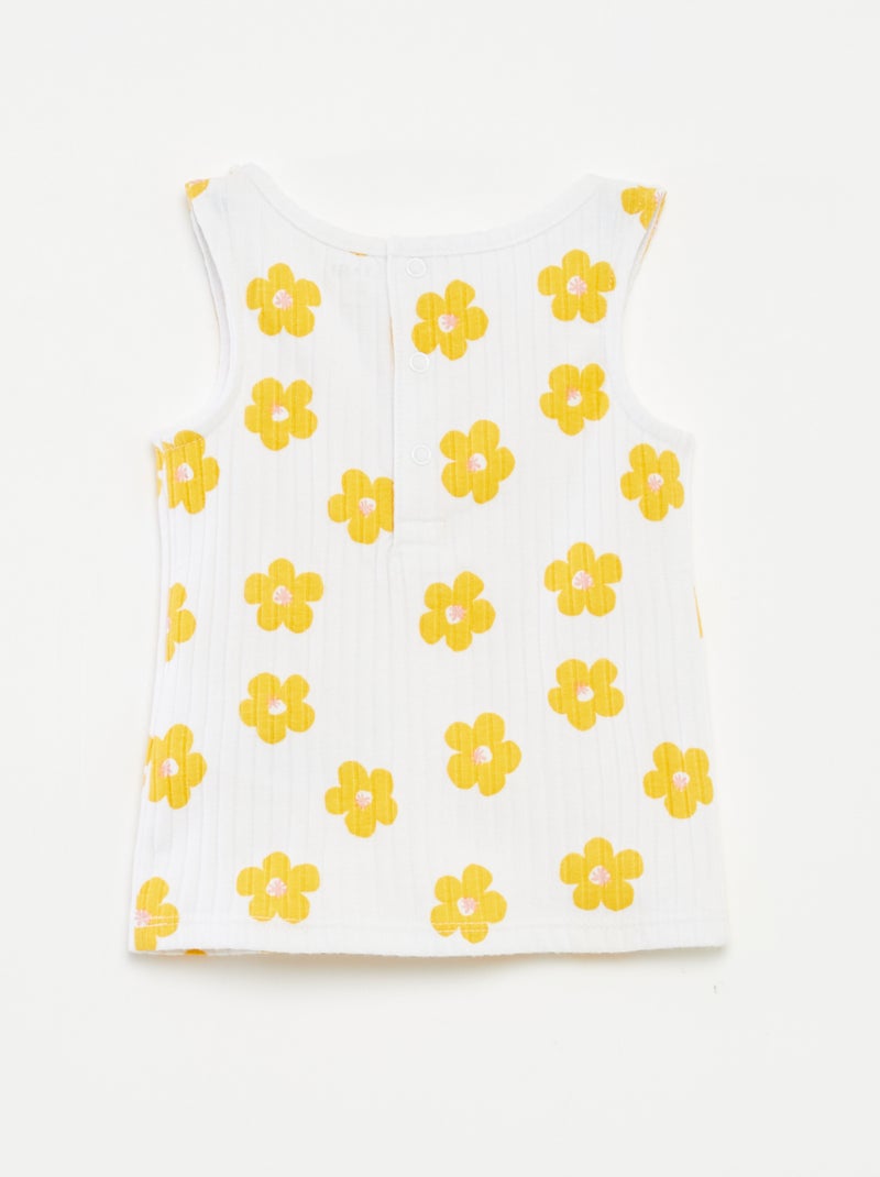 Conjunto top de alças + calções de malha canelada - 2 peças BRANCO - Kiabi