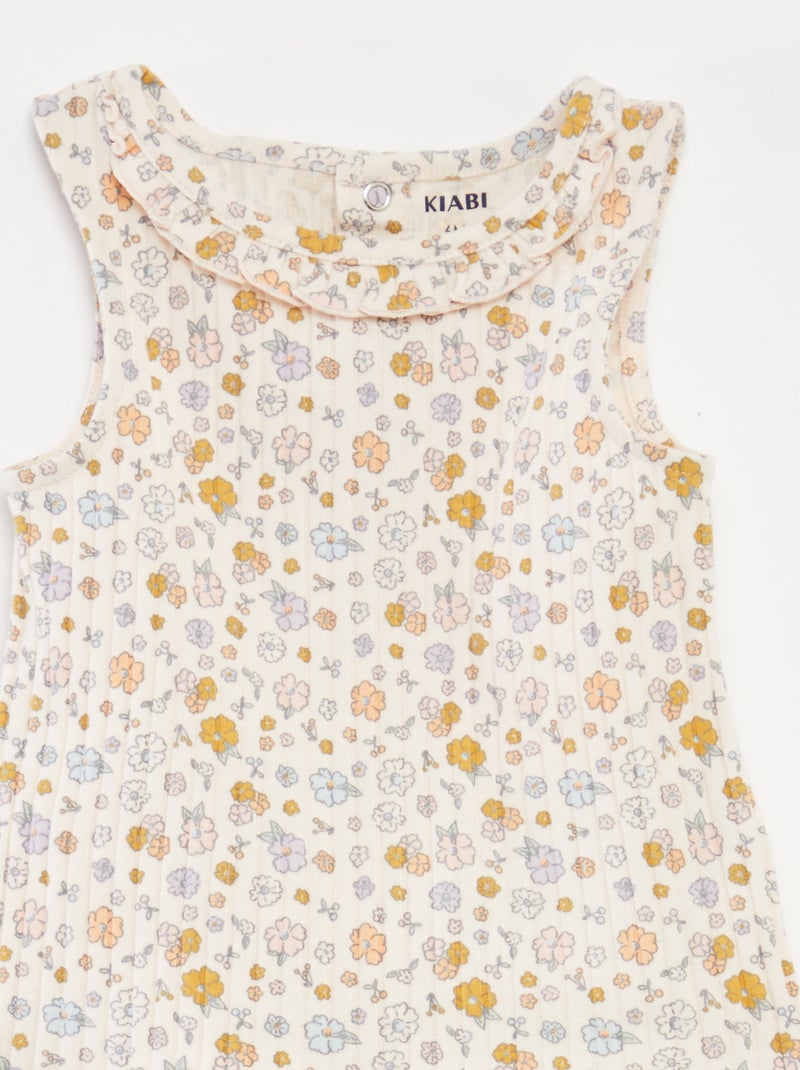 Conjunto top de alças + calções de malha canelada - 2 peças ROSA - Kiabi