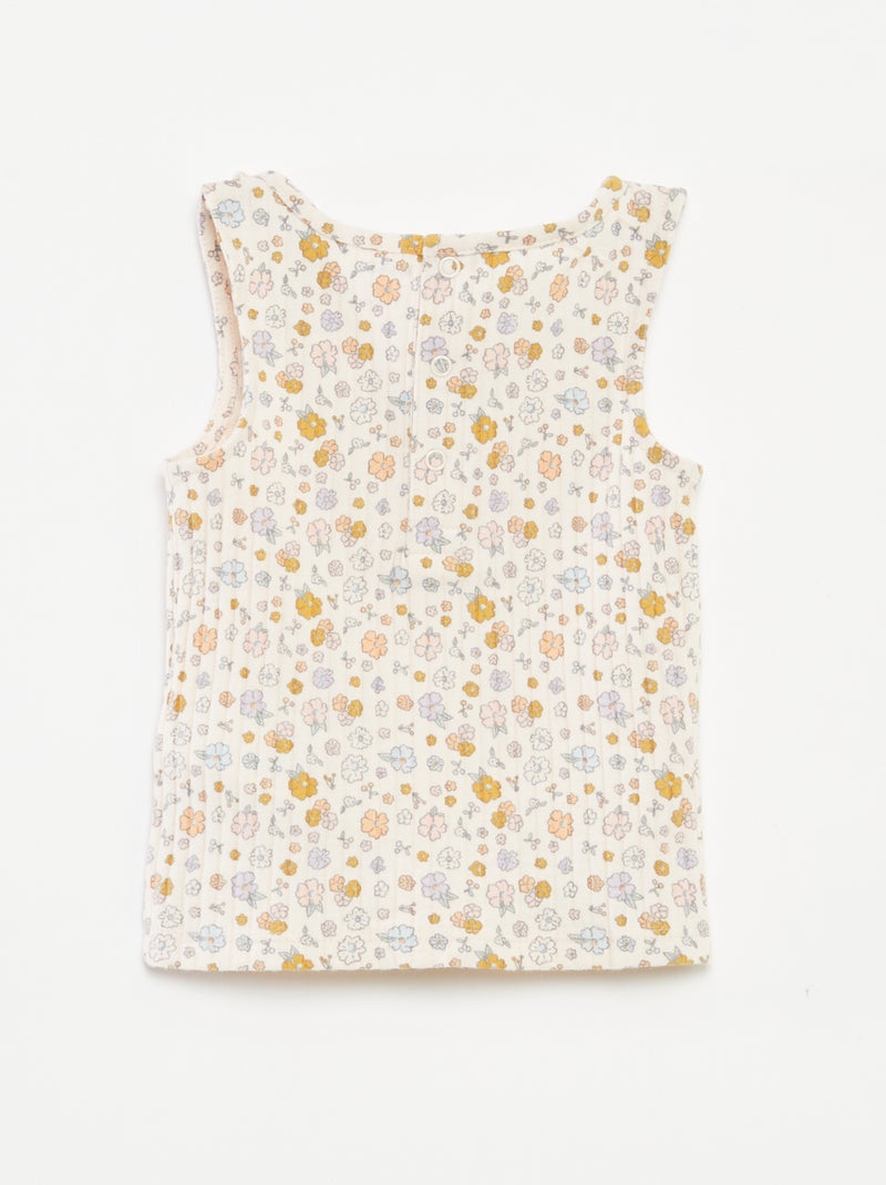 Conjunto top de alças + calções de malha canelada - 2 peças ROSA - Kiabi