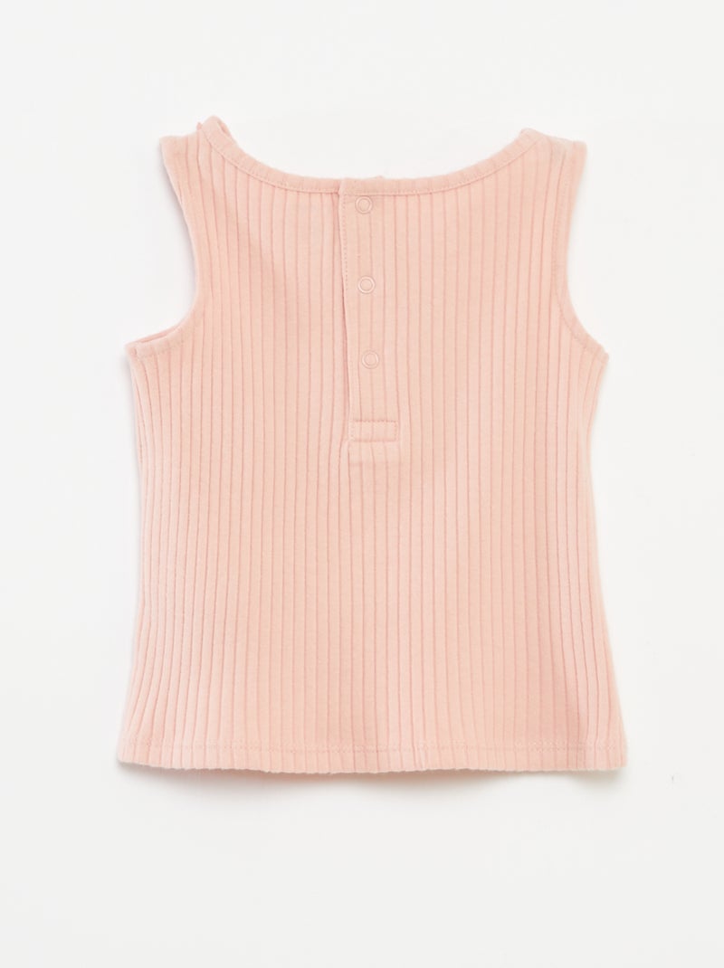 Conjunto top de alças + calções de malha canelada - 2 peças ROSA - Kiabi