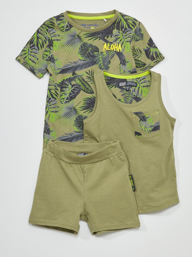 Conjunto top de alças + t-shirt Caqui - Kiabi