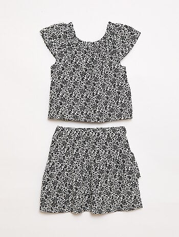 Conjunto top e saia canvas