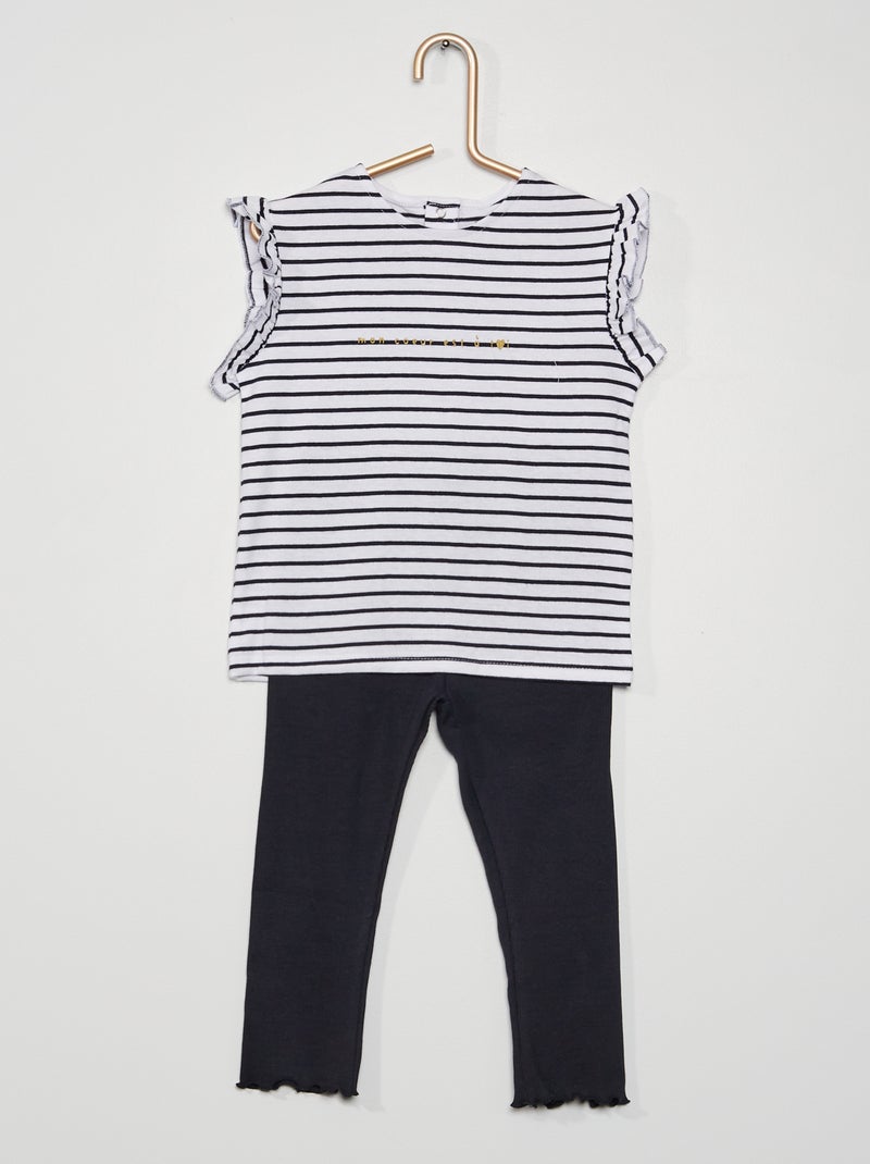 Conjunto top + leggings Azul Listrado - Kiabi