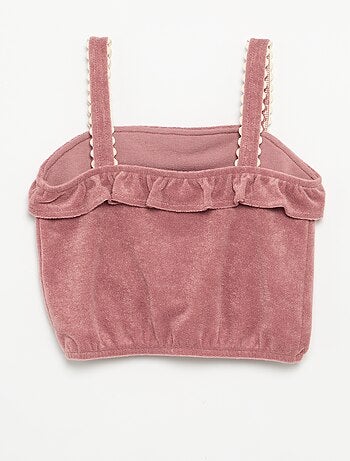 Conjunto top sem mangas + calções de felpo - 2 peças