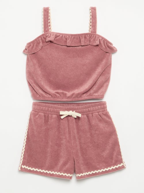 Conjunto top sem mangas + calções de felpo - 2 peças - Kiabi