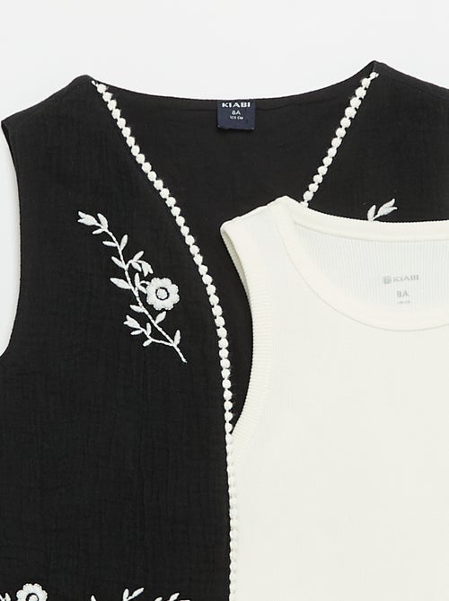 Conjunto top sem mangas + Colete - Kiabi