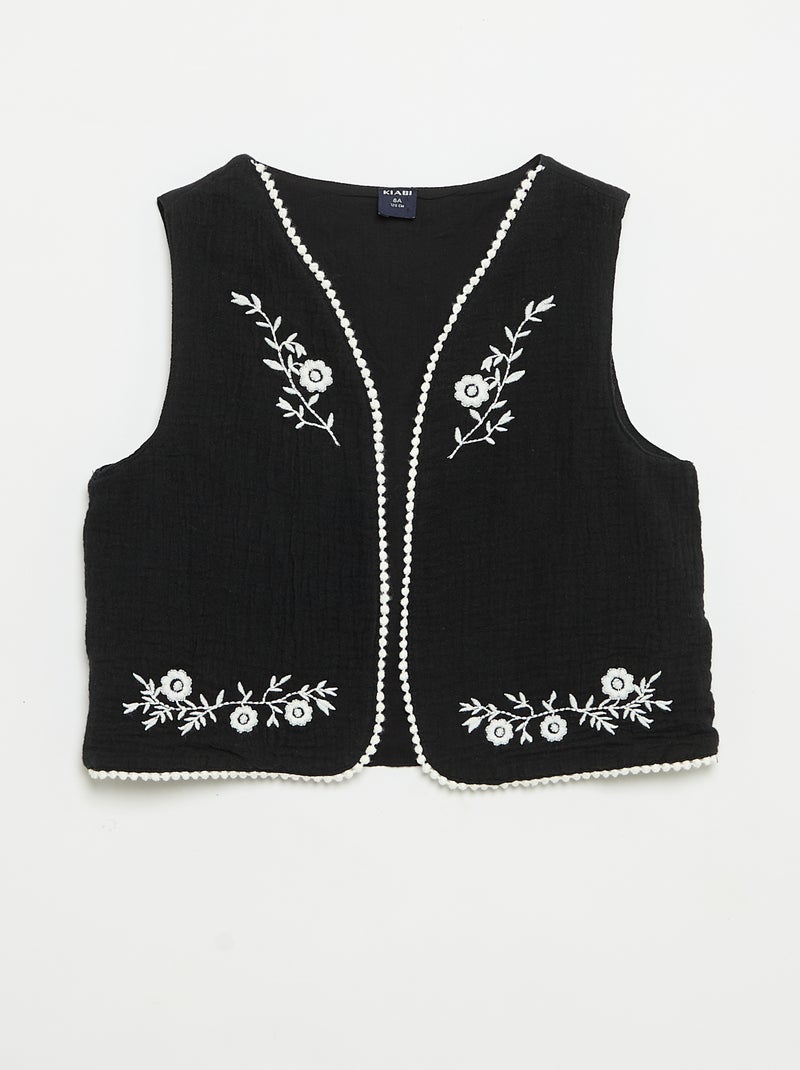 Conjunto top sem mangas + Colete Preto - Kiabi