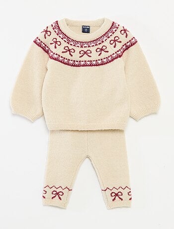 Conjunto tricot camisola + leggings jacquard