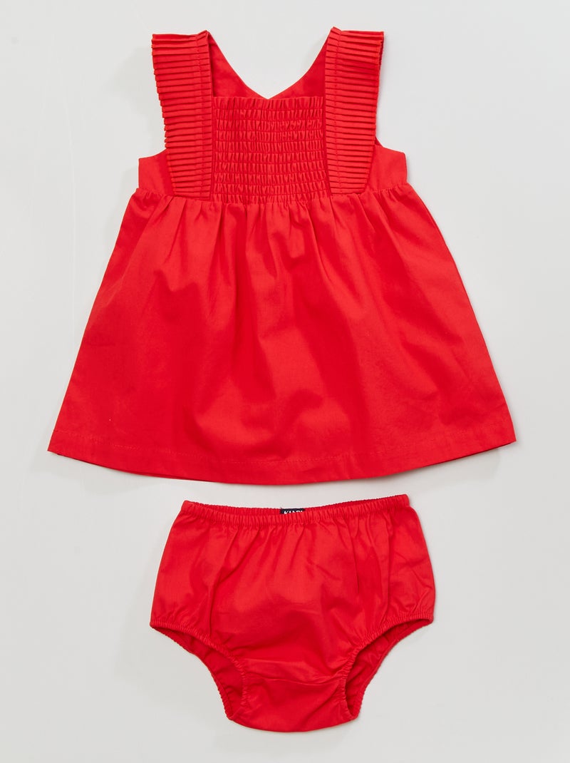 Conjunto vestido + blusão tipo bloomer em popelina VERMELHO - Kiabi